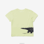 Lacoste חולצת טריקו כותנה ג'רזי בהדפס תנינים DZ4D0D3161 צהוב 6gd ילדים - Image 5