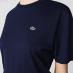 Lacoste חולצת טריקו כותנה מובחרת עם צווארון צוואר DZ4D0D2589 כחול כהה 166 נשים - Image 2