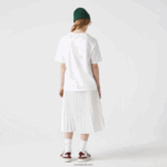 Lacoste חולצת טריקו כותנה מובחרת עם צווארון צוואר DZ4D0D2590 לבן 001 נשים - Image 3