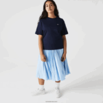 Lacoste חולצת טריקו כותנה מובחרת עם צווארון צוואר DZ4D0D2589 כחול כהה 166 נשים - Image 4