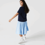Lacoste חולצת טריקו כותנה מובחרת עם צווארון צוואר DZ4D0D2589 כחול כהה 166 נשים - Image 5
