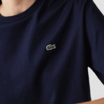 Lacoste חולצת טריקו כותנה מובחרת עם צווארון צוואר DZ4D0D2589 כחול כהה 166 נשים - Image 6
