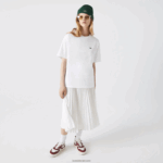 Lacoste חולצת טריקו כותנה מובחרת עם צווארון צוואר DZ4D0D2590 לבן 001 נשים