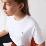 Lacoste חולצת טריקו כותנה מובחרת עם צווארון צוואר DZ4D0D2590 לבן 001 נשים - Image 9