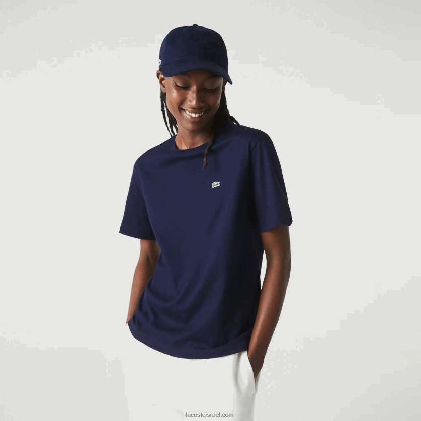 lacoste_d797d795d79cd7a6d7aa_d798d7a8d799d7a7d795_d79bd795d7aad7a0d794_d79ed795d791d797d7a8d7aa_d7a2d79d_d7a6d795d795d790d7a.png Lacoste חולצת טריקו כותנה מובחרת עם צווארון צוואר DZ4D0D2589 כחול כהה 166 נשים - Image 1