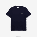 Lacoste חולצת טריקו כותנה עם צווארון ממותגים DZ4D0D909 כחול כהה 166 גברים - Image 5