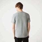 Lacoste חולצת טריקו כותנה עם צווארון עגול בהדפס חתימה ותנין DZ4D0D760 אפור chine 4jv גברים - Image 2