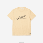 Lacoste חולצת טריקו כותנה עם צווארון עגול בהדפס חתימה ותנין DZ4D0D762 hbz צהוב גברים - Image 4