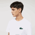 Lacoste חולצת טריקו כותנה עם צווארון צווארון קרוקודיל קטיפה DZ4D0D1343 לבן ירוק 7wj גברים - Image 2