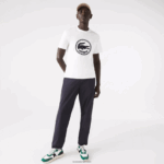 Lacoste חולצת טריקו כותנה עם צווארון צווארון תלת מימד מודפס לוגו DZ4D0D906 לבן 70V גברים - Image 2