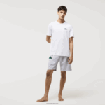 Lacoste חולצת טריקו כותנה עם צווארון צווארון קרוקודיל קטיפה DZ4D0D1343 לבן ירוק 7wj גברים - Image 4