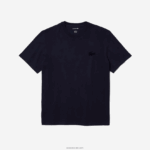 Lacoste חולצת טריקו כותנה עם צווארון צווארון קרוקודיל קטיפה DZ4D0D1344 כחול כהה 166 גברים - Image 4