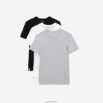Lacoste חולצת טריקו כותנה עם צווארון צווארון, חבילה 3 DZ4D0D1349 לבן אפור chine שחור bxy גברים - Image 4
