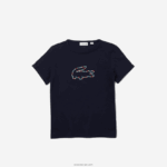 Lacoste חולצת טריקו כותנה עם צווארון קרוקודיל DZ4D0D3175 כחול כהה 166 בנות