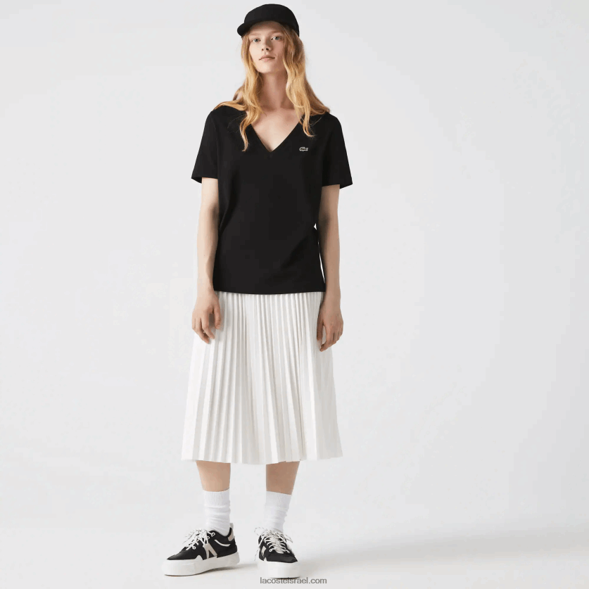 lacoste_d797d795d79cd7a6d7aa_d798d7a8d799d7a7d795_d79bd795d7aad7a0d794_d7a2d79d_d7a6d795d795d790d7a8d795d79f_v_dz4d0d2606_d7a9d7.png Lacoste חולצת טריקו כותנה עם צווארון V DZ4D0D2606 שחור 031 נשים - Image 1
