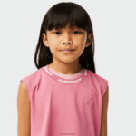 Lacoste חולצת טריקו ללא שרוולים מכותנה ג'רזי DZ4D0D3017 ורוד 2r3 בנות - Image 2