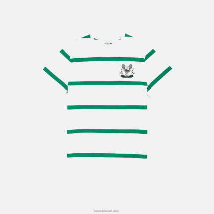 Lacoste חולצת טריקו מבד ג'רזי מבד כותנה רקומה בטניס DZ4D0D805 לבן ירוק fxt גברים