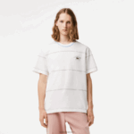 Lacoste חולצת טריקו מבד ג'רזי מכותנה אורגנית DZ4D0D182 לבן 70V גברים