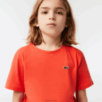 Lacoste חולצת טריקו מבד כותנה עם צווארון צווארון DZ4D0D3022 כתום 02k ילדים - Image 2