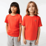 Lacoste חולצת טריקו מבד כותנה עם צווארון צווארון DZ4D0D3022 כתום 02k ילדים