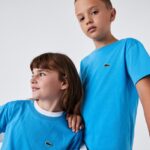 Lacoste חולצת טריקו מבד כותנה עם צווארון צווארון DZ4D0D3166 כחול 4xa ילדים