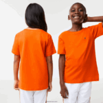 Lacoste חולצת טריקו מבד כותנה עם צווארון צווארון DZ4D0D3177 כתום z4d ילדים - Image 3