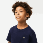 Lacoste חולצת טריקו מבד כותנה עם צווארון צווארון DZ4D0D2998 כחול כהה 166 ילדים - Image 4