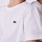Lacoste חולצת טריקו מבד כותנה עם צווארון צווארון DZ4D0D2996 לבן 001 ילדים - Image 4