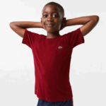 Lacoste חולצת טריקו מבד כותנה עם צווארון צווארון DZ4D0D3165 בורדו ypw ילדים - Image 4