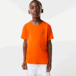 Lacoste חולצת טריקו מבד כותנה עם צווארון צווארון DZ4D0D3177 כתום z4d ילדים - Image 4