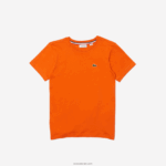 Lacoste חולצת טריקו מבד כותנה עם צווארון צווארון DZ4D0D3177 כתום z4d ילדים - Image 5