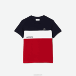 Lacoste חולצת טריקו מג'רזי בצבע בלוק כותנה DZ4D0D3180 חוק כהה כחול לבן אדום בנים