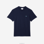 Lacoste חולצת טריקו מג'רזי מכותנה בגזרה רגילה DZ4D0D750 כחול כהה 7cg גברים - Image 4