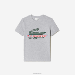 Lacoste חולצת טריקו מג'רזי מכותנה בהדפס ניגודי DZ4D0D3041 chine אפור cca ילדים