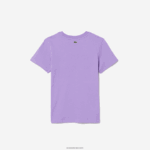 Lacoste חולצת טריקו מג'רזי מכותנה ממותגת בניגוד DZ4D0D3031 gfu סגול ילדים - Image 2