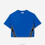 Lacoste חולצת טריקו מודפסת בגזרה רופפת DZ4D0D2546 כחול k1q נשים - Image 4