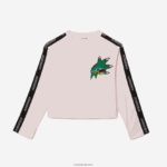 Lacoste חולצת טריקו מודפסת בגזרה רופפת DZ4D0D2570 ורוד בהיר t03 נשים - Image 4