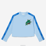 Lacoste חולצת טריקו מודפסת בגזרה רופפת DZ4D0D2571 כחול hbp נשים - Image 4