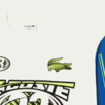 Lacoste חולצת טריקו מודפסת עם שרוול ארוך בגזרה רופפת DZ4D0D149 לבן כחול זיל גברים - Image 4
