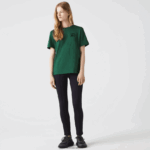 Lacoste חולצת טריקו מכותנה אורגנית בגזרה רפויה DZ4D0D2608 ירוק 132 נשים - Image 2