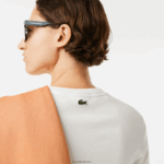 Lacoste חולצת טריקו מכותנה אורגנית בגזרה רפויה DZ4D0D2609 לבן 70V נשים - Image 4