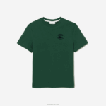 Lacoste חולצת טריקו מכותנה אורגנית בגזרה רפויה DZ4D0D2608 ירוק 132 נשים - Image 5