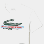 Lacoste חולצת טריקו מכותנה אורגנית בכושר רגיל DZ4D0D141 לבן 001 גברים - Image 2