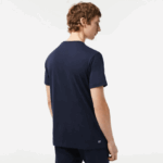 Lacoste חולצת טריקו מכותנה אורגנית בכושר רגיל DZ4D0D142 כחול כהה 166 גברים - Image 3