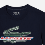 Lacoste חולצת טריקו מכותנה אורגנית בכושר רגיל DZ4D0D142 כחול כהה 166 גברים - Image 5