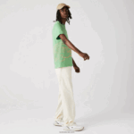 Lacoste חולצת טריקו מכותנה אורגנית עם צווארון צווארון בהדפס תנין DZ4D0D904 ירוק ttf גברים - Image 2