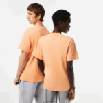 Lacoste חולצת טריקו מכותנה אורגנית עם צווארון עגול DZ4D0D98 כתום בהיר heb גברים - Image 3