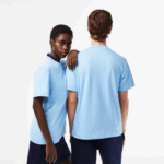 Lacoste חולצת טריקו מכותנה אורגנית עם צווארון עגול DZ4D0D735 כחול hbp גברים - Image 3