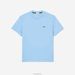 Lacoste חולצת טריקו מכותנה אורגנית עם צווארון עגול DZ4D0D735 כחול hbp גברים - Image 4