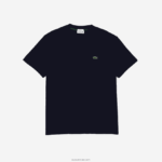 Lacoste חולצת טריקו מכותנה אורגנית עם צווארון עגול DZ4D0D96 כחול כהה 166 גברים